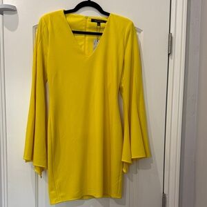 Yellow V-Neck Mini Dress
